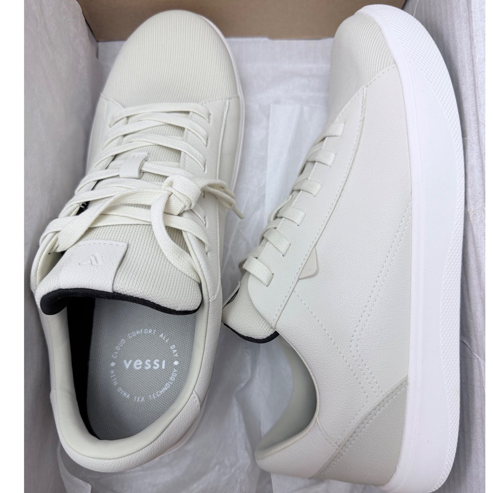 Vessi Soho Mens 10 Waterproof White Low Top Sneakers Dyma-tex Court Shoes NEW